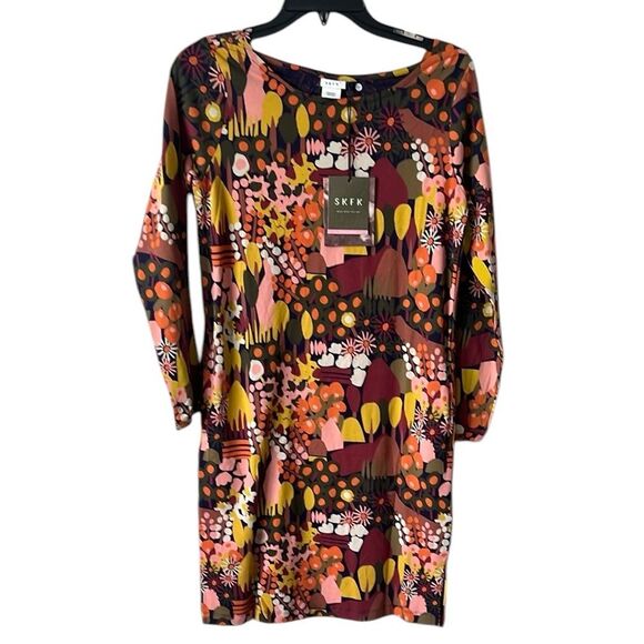 SKFK Balentina Print Stretch Cotton L/S T-Shirt Dress Pockets NWT - Picture 2 of 7